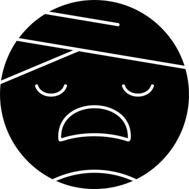 Beyaz arkaplanda baş bandajı simgesi olan yüz, vektör illüstrasyonu