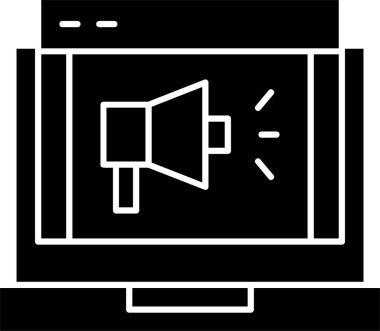 Beyaz arkaplan üzerindeki Dijital Kampanya simgesi, vektör illüstrasyonu