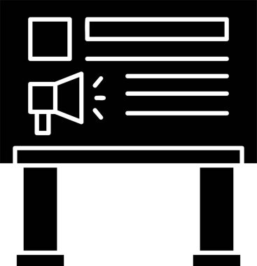 Beyaz arkaplan üzerindeki Kampanya simgesi, vektör illüstrasyonu