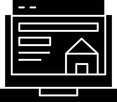 Beyaz arkaplanda ana sayfa simgesi, vektör illüstrasyonu