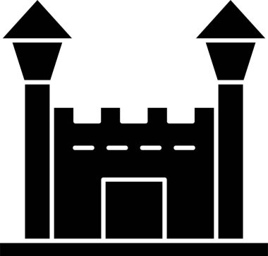  Beyaz arkaplanda Şişme Kale simgesi, vektör illüstrasyonu