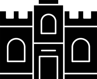  Beyaz arkaplanda kale simgesi, vektör illüstrasyonu