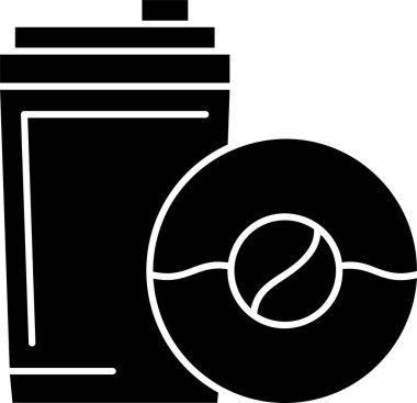  Beyaz arkaplanda Kahve Çöreği simgesi, vektör illüstrasyonu