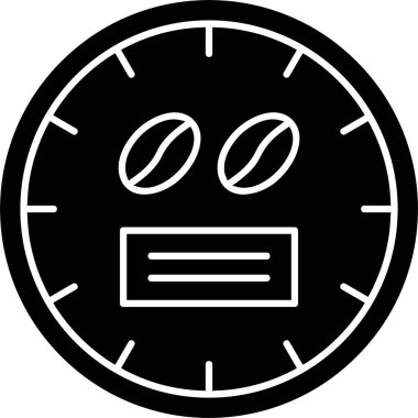  Beyaz arkaplanda kahve saati simgesi, vektör illüstrasyonu