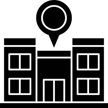  Beyaz arkaplanda restoran konumu simgesi, vektör illüstrasyonu