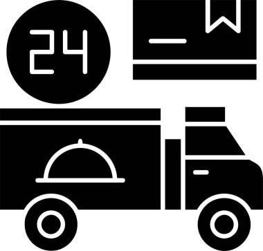 Beyaz arkaplan, vektör illüstrasyonunda 24 Saat İleti simgesi