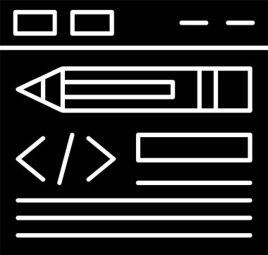 Beyaz arkaplan, vektör illüstrasyonundaki Kod simgesini düzenle