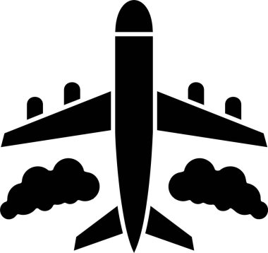 Beyaz arkaplanda düzlem simgesi, vektör illüstrasyonu