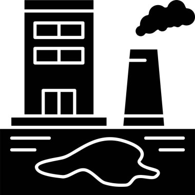 Beyaz arkaplanda fabrika atık simgesi, vektör illüstrasyonu