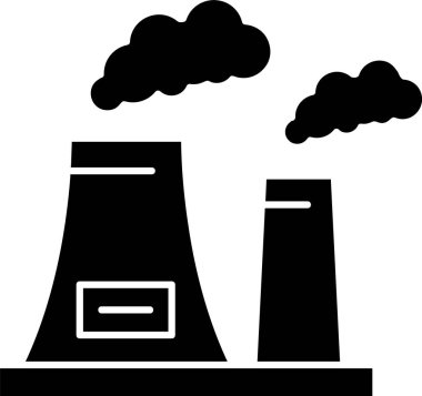 Beyaz arkaplanda baca kirliliği simgesi, vektör illüstrasyonu