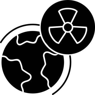 Beyaz arkaplanda radyoaktif simge, vektör illüstrasyonu