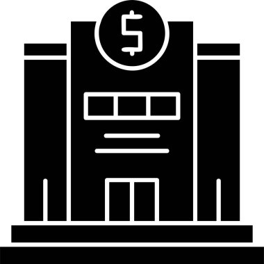 Beyaz arkaplanda banka simgesi, vektör illüstrasyonu 