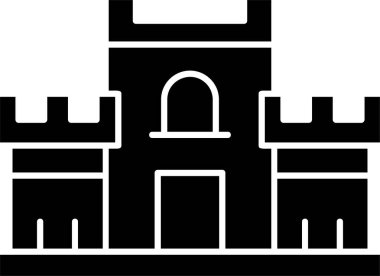 Beyaz arkaplanda kale simgesi, vektör illüstrasyonu 