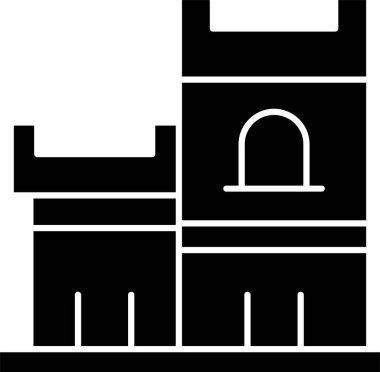 Beyaz arkaplanda Castle Tower simgesi, vektör illüstrasyonu 