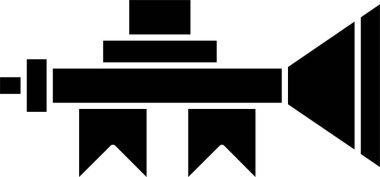 Beyaz arkaplanda trompet simgesi, vektör illüstrasyonu 