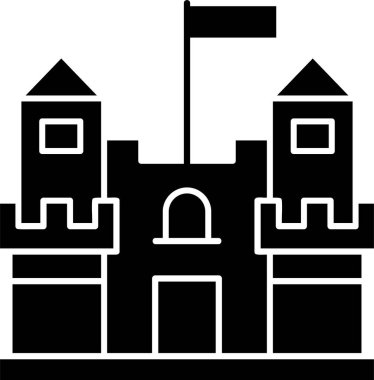 Beyaz arkaplanda kale simgesi, vektör illüstrasyonu 