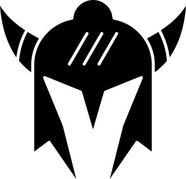 Beyaz arkaplanda Viking Miğfer simgesi, vektör illüstrasyonu 