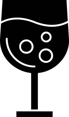 Beyaz arkaplanda şampanya cam ikonu, vektör illüstrasyonu 