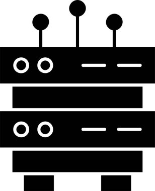 Beyaz arkaplanda sunucu simgesi, vektör illüstrasyonu 