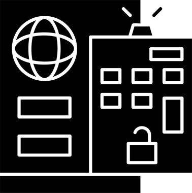 Beyaz arkaplan üzerindeki Uzaktan Erişim simgesi, vektör illüstrasyonu 