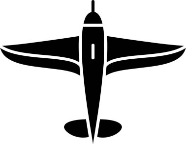 Beyaz arkaplanda düzlem simgesi, vektör illüstrasyonu 