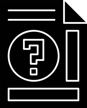 Beyaz arkaplanda soru işareti dosya simgesi, vektör illüstrasyonu