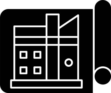 Fabrika Planı simgesi işaret vektör illüstrasyonu 