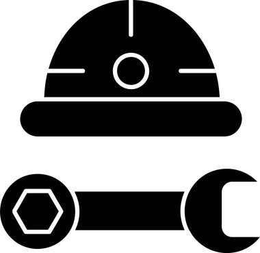 Hard Hat ve Wrench simgesi işaret vektörü çizimi 