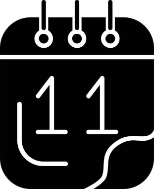 Beyaz arkaplanda 11 Takvim tarihi simgesi, vektör illüstrasyonu  