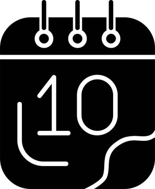 Beyaz arkaplanda 10 Takvim tarihi simgesi, vektör illüstrasyonu  