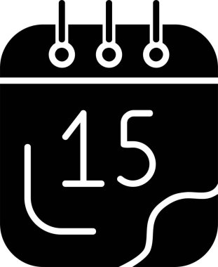 Beyaz arkaplanda 15 Takvim tarihi simgesi, vektör illüstrasyonu  