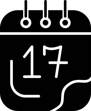 Beyaz arkaplanda 17 Takvim tarihi simgesi, vektör illüstrasyonu  