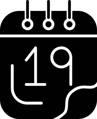 Beyaz arkaplanda 19 Takvim tarihi simgesi, vektör illüstrasyonu  