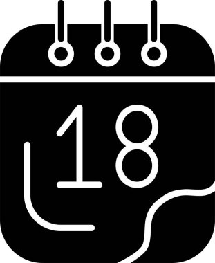 Beyaz arkaplanda 18 Takvim tarihi simgesi, vektör illüstrasyonu  