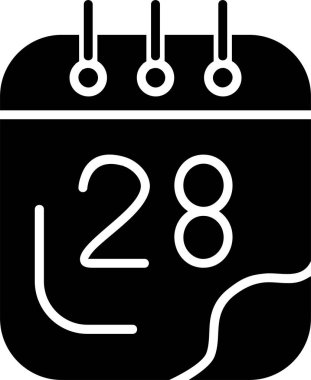 Beyaz arkaplanda 28 Takvim tarihi simgesi, vektör illüstrasyonu  