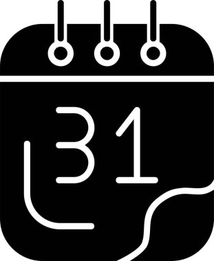 Beyaz arkaplanda 31 Takvim tarihi simgesi, vektör illüstrasyonu  