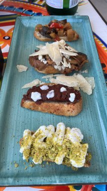 Nefis bir bruschetta koleksiyonu. 