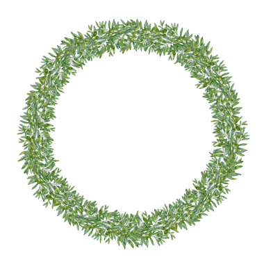 Yeşil zeytin dallarından oluşan Vignette çemberi