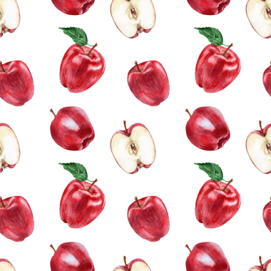 Kırmızı arka planda kırmızı elmalar. Hediyeler için yararsız fayanslar