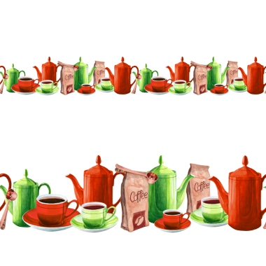 Parlak suluboya beyaz kahve temasıyla yapılmış kusursuz sınır.