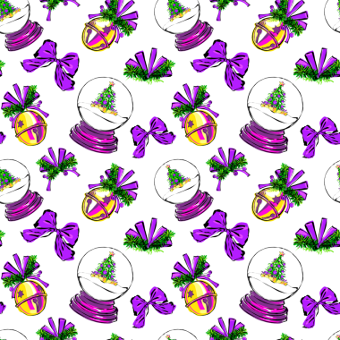 Mor ve sarı tonlarda Noel dekorunun dijital çizimleri. Tebrik kartı, davetiye ve diğer illüstrasyon materyallerinin tasarımı için parlak unsurlar. Yeni yıl dekorasyonu ve Noel kartları için tasarım. El çizimi illüstrasyon