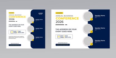 Modern iş stratejisi sosyal medya web pankartı şablonu için canlı Webinar daveti