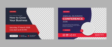 Yaratıcı iş yatay canlı konferans broşürü. webinar davet sosyal medya teknolojisi ile canlı toplantı instagram post webinar olay broşürü kapak sayfası