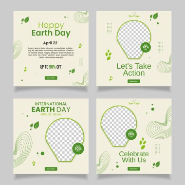 Toprak günü sosyal medya postası koleksiyon tasarım şablonu