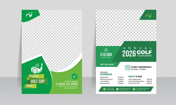 stock vector Golf tournament flyer template design for sports event championship league