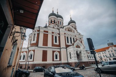 Tallinn, Estonya 'daki Alexander Nevsky Katedrali' nin geniş açı çekimleri