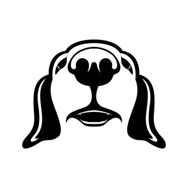 Köpek illüstrasyon vektör tasarımının siyah beyaz silueti