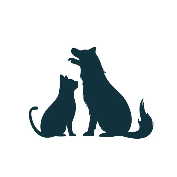 köpek ve kedi siluet vektör çizim