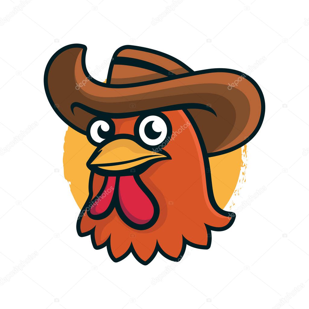 Cowboy chicken head vector illustration