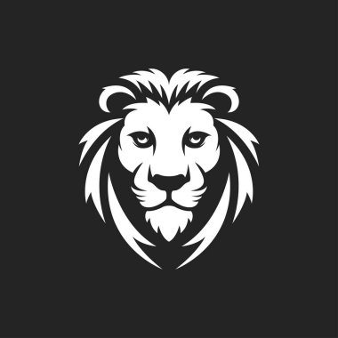 Aslan başı siluet çizim vektör tasarımı